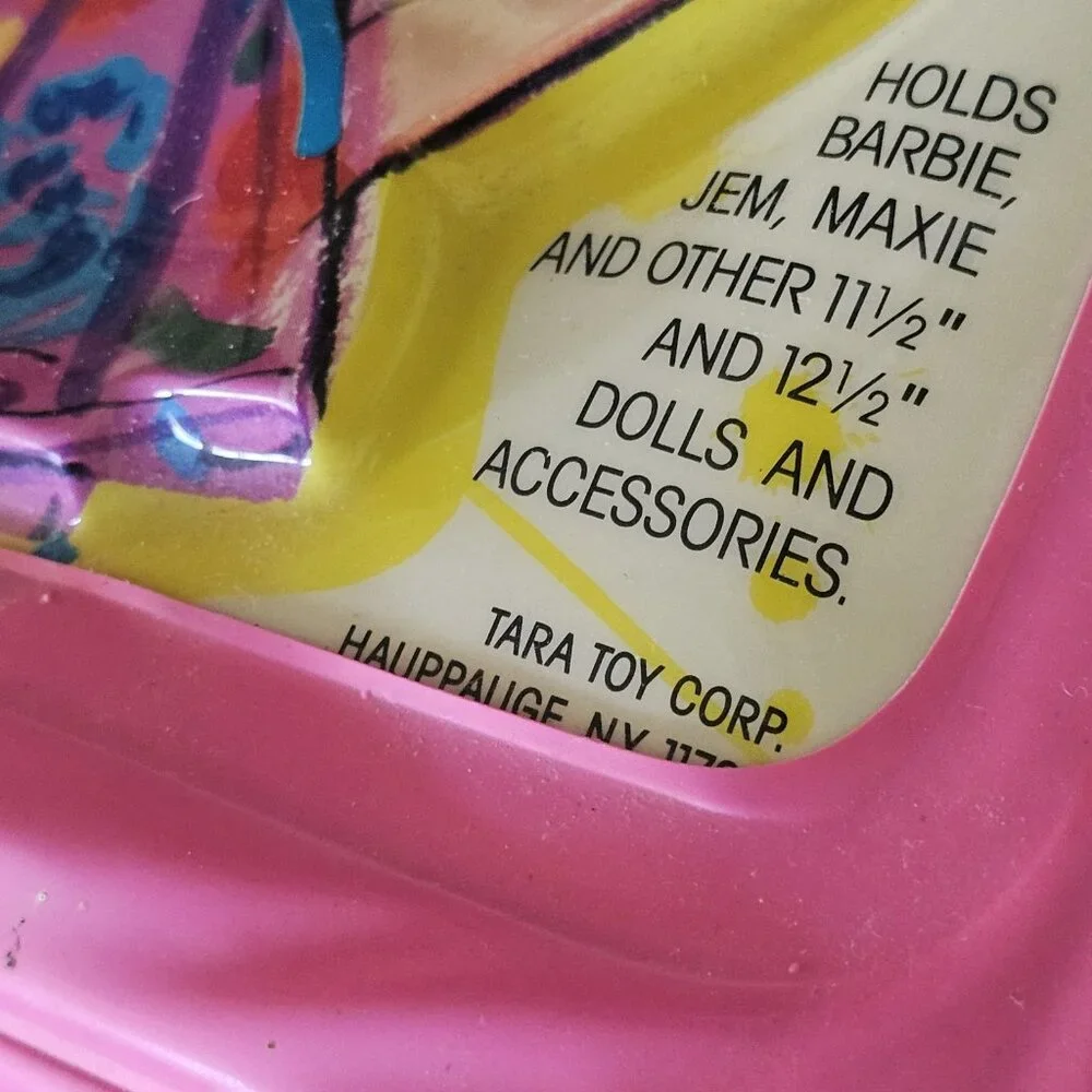 VTG 80s 2 Fashion Doll Carrying Cases Pink Tara Toy Barbie Clone Jem Maxie 4 12